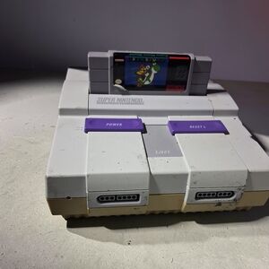 Super Nintendo Video Game System With Super Mario World Game Bundle